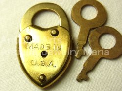 画像1: アメリカ ヴィンテージ 真鍮製 miniハート南京錠 MADE IN USA【バーゲン】