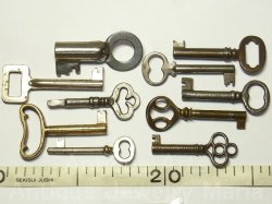 画像1: アンティークキー・ヴィンテージキー,antique key, vintage key《10本セット》【60mm以下】【バーゲン】