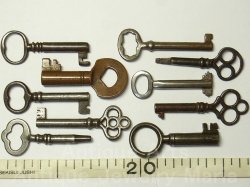 画像1: アンティークキー・ヴィンテージキー,antique key, vintage key《10本セット》【60mm以下】【バーゲン】