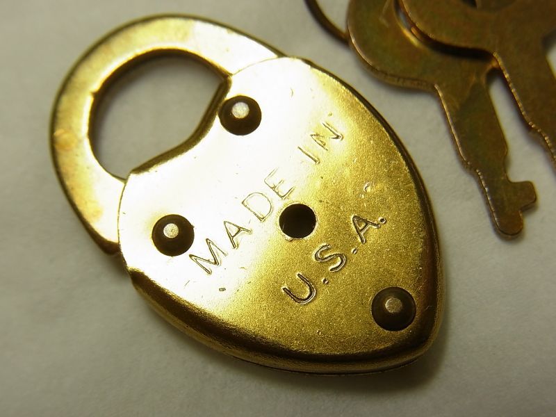 画像: アメリカ ヴィンテージ 真鍮製 miniハート南京錠 MADE IN USA