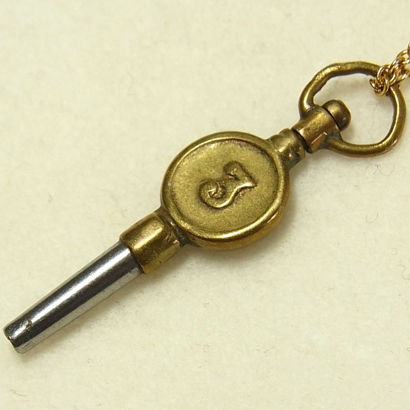 画像: “３”英国 1800年代末製 アンティーク 懐中時計のキー（チェーン有り。無しの場合は３００円引き）
