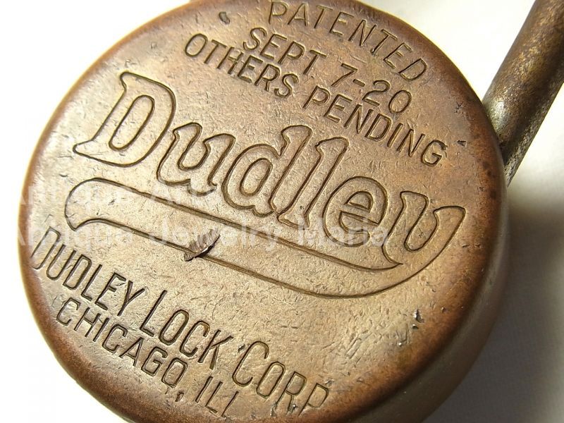 画像: アメリカ アンティーク Dudley(ダッドリーロック社) ダイヤル式 南京錠 特許１９２０年