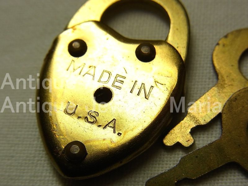 画像1: アメリカ ヴィンテージ 真鍮製 miniハート南京錠 MADE IN USA【バーゲン】