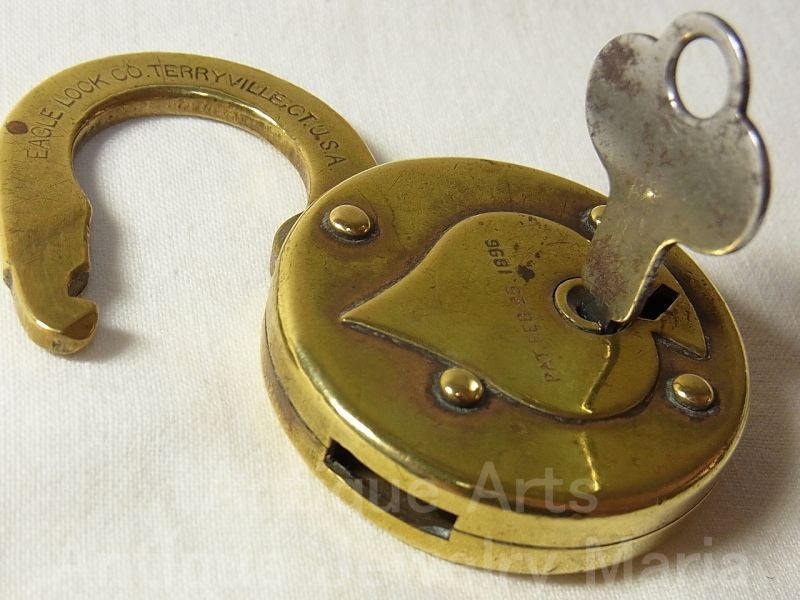 画像: 【１９７５年廃業】幻のThe Eagle Lock Company（イーグル　ロック　カンパニー）【特許：１８９６年２月２５日】スペード意匠 アンティーク 南京錠