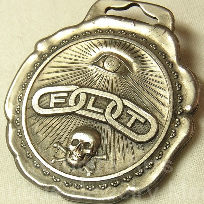 画像: アメリカ 秘密結社オッドフェローズ Odd Fellows（ＦＬＴ）オール・シーイング・アイ(万物を監視する目)懐中時計の飾りメダル（ウォッチフォブ）40×44mm【希少】【１９００年代初頭】